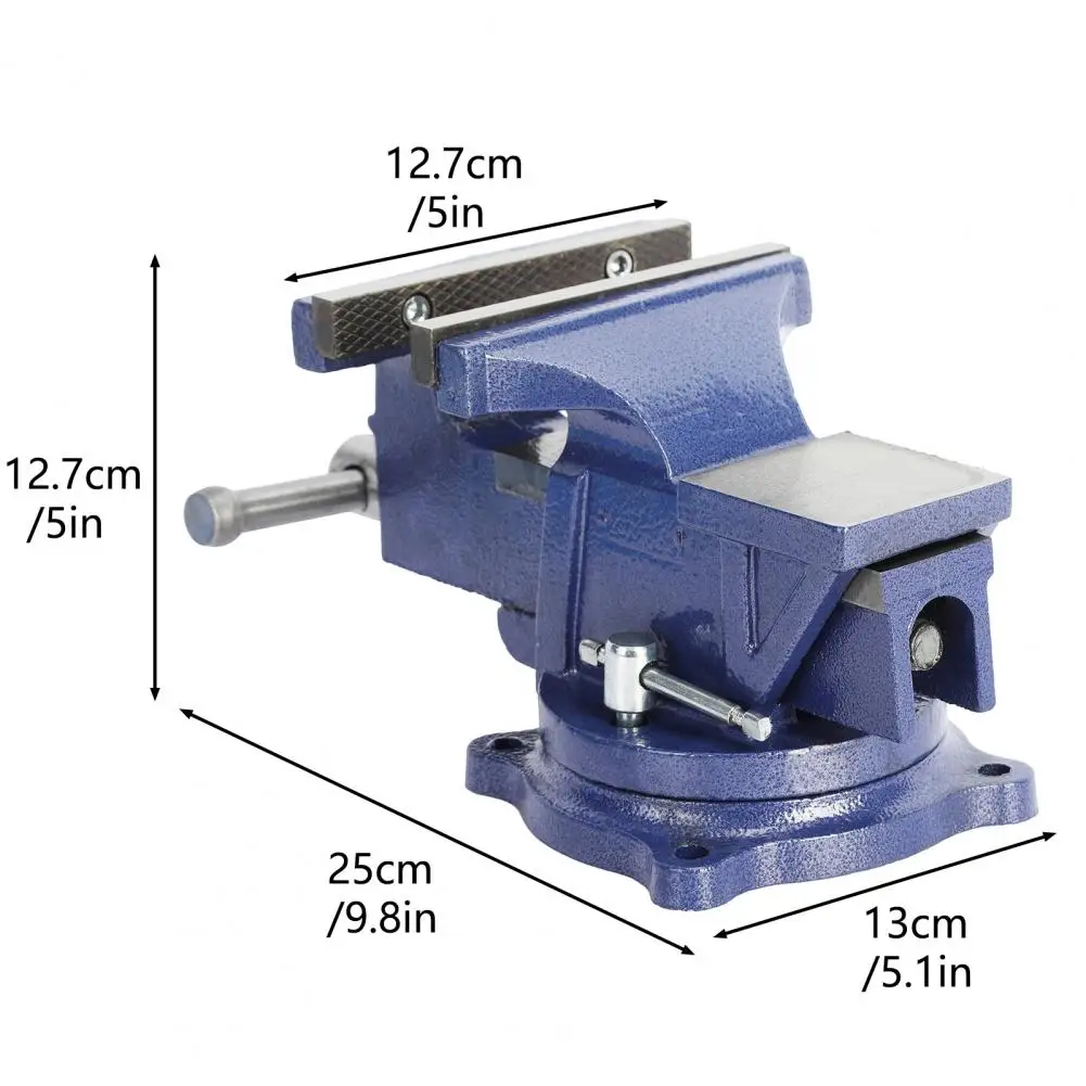 Desktop Iron Bench Vise with Serrated Jaws, High Hardness, Oversized Striking Anvil, 360 Degree, Double Locking Vise Utility 6