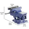 Desktop Iron Bench Vise with Serrated Jaws, High Hardness, Oversized Striking Anvil, 360 Degree, Double Locking Vise Utility 6