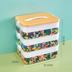 Children's Toy Organizer: Plastic Lego Storage and Sorting Box for Building Blocks and Jigsaw Puzzles (3-Yellow)