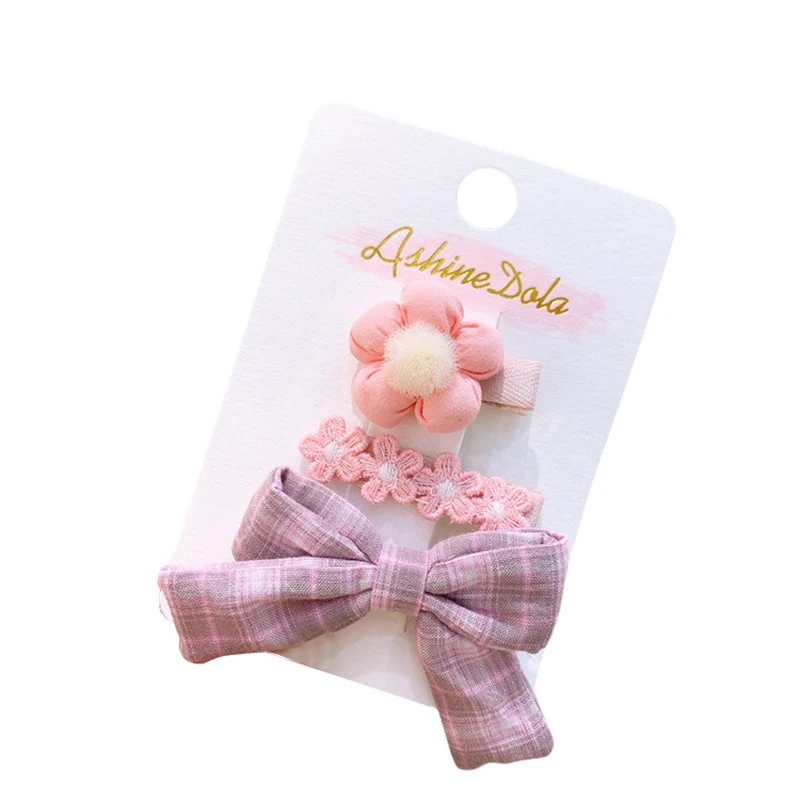 BeQeuewll Kids Girls Hair Clips Floral Bow Cute Kids Decoration Hair Accessories 3pcs / Set