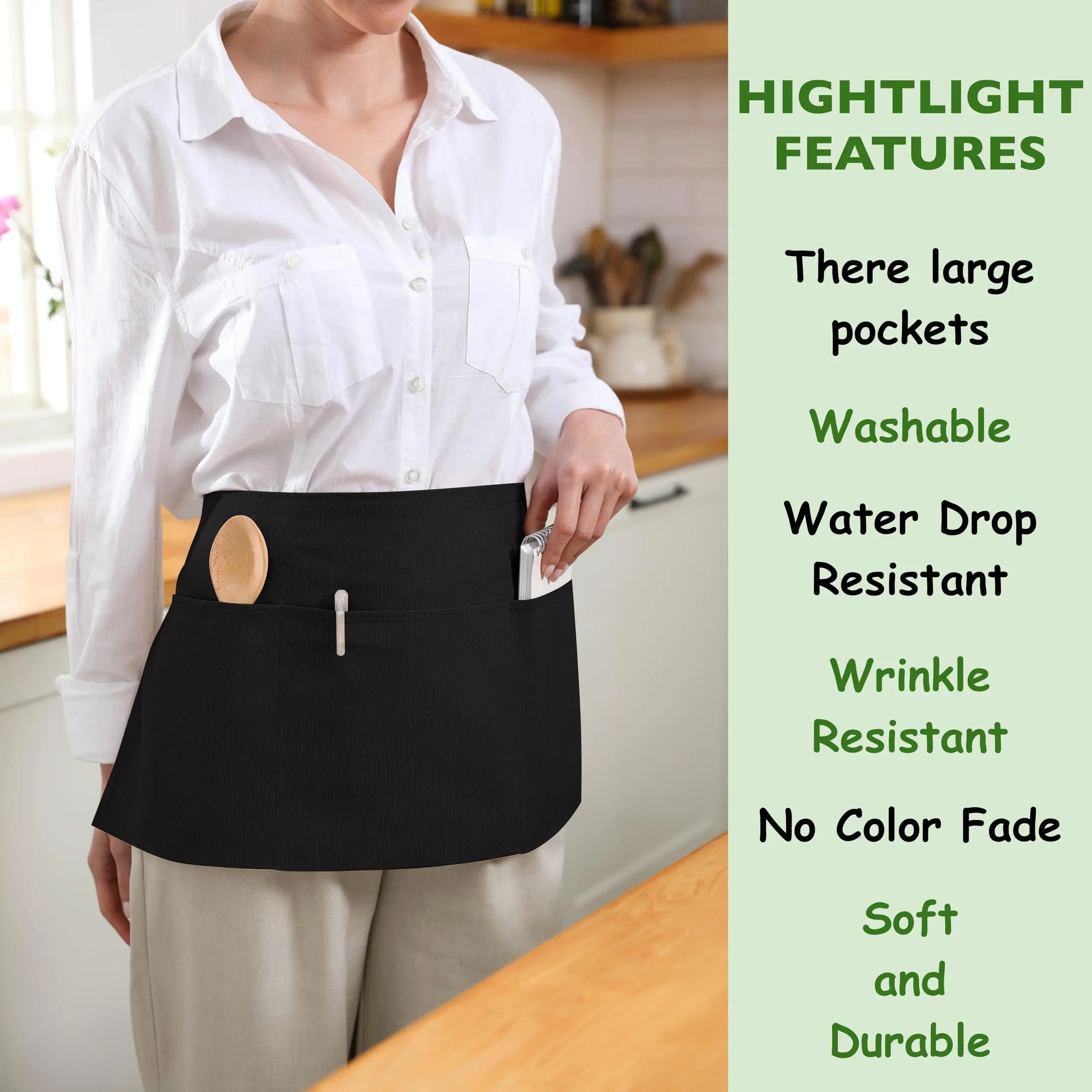 Confezione da 2 grembiuli da cucina neri per uomo e donna, grembiule da cucina regolabile con 2 tasche, grembiule unisex idrorepellente, grembiule per cucinare, cuocere al forno, grigliare, dipingere