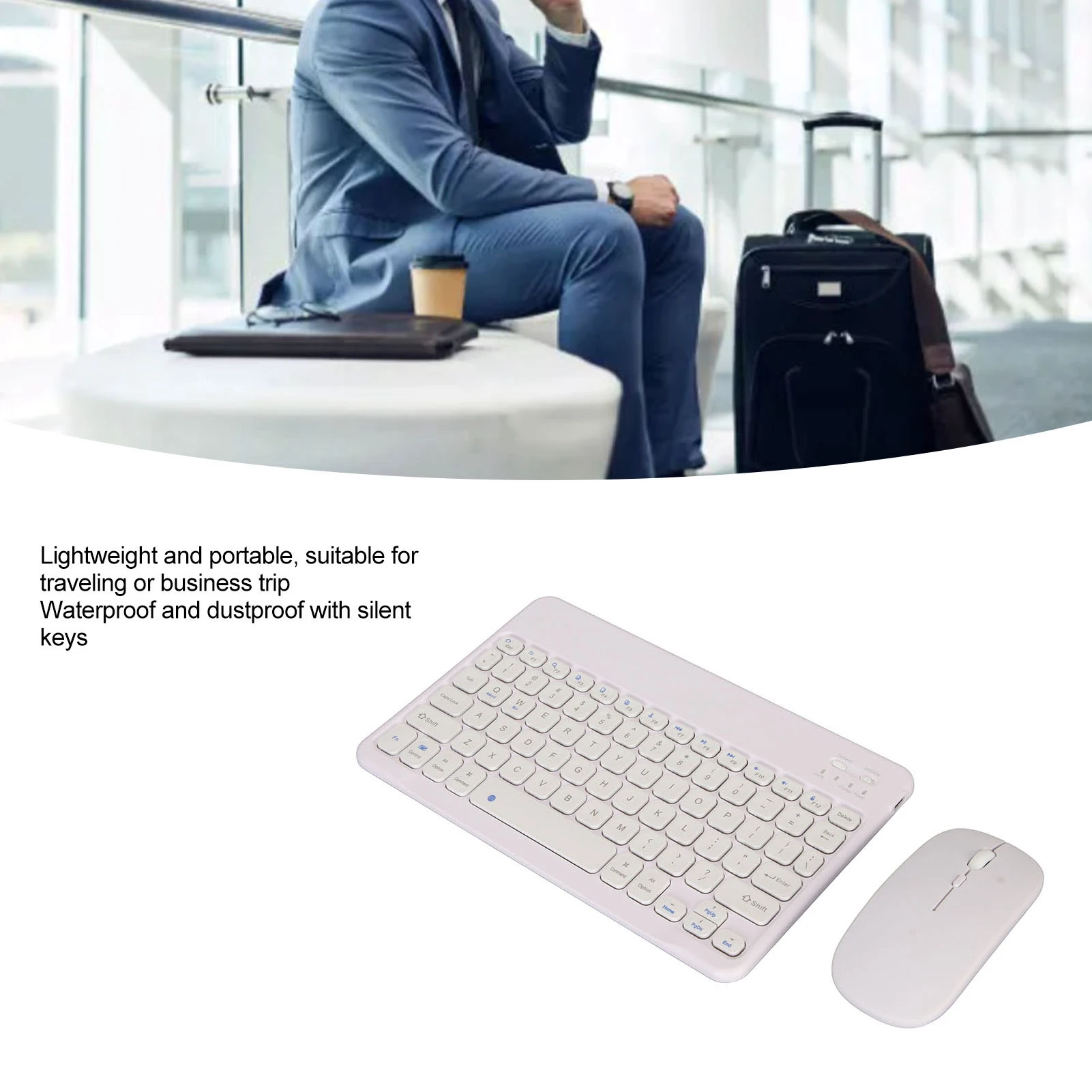 【New】Bluetooth Keyboard Mouse Lightweight Waterproof Keyboard and Mouse Combo Wireless 10 Inch Dustproof for Windows for Laptop