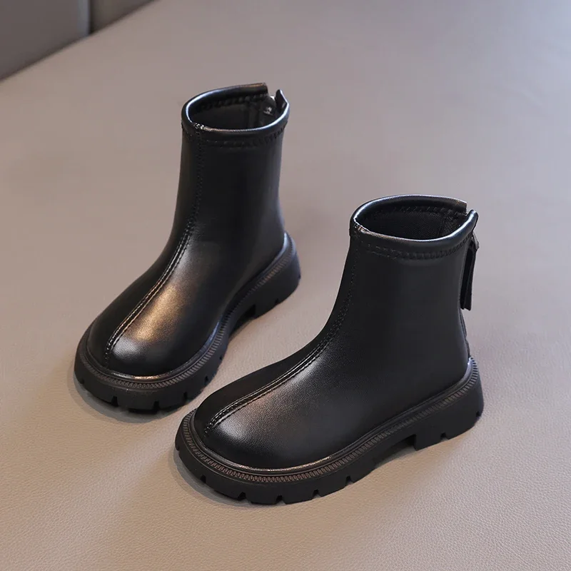 Children Short Boots for Girls Boys Autumn Winter British Style Shoes