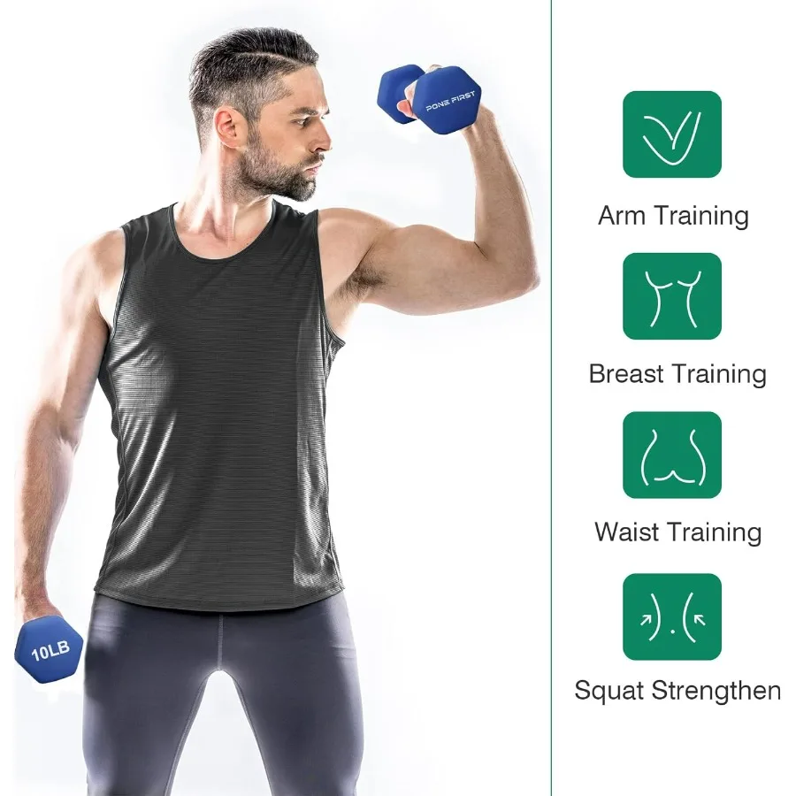 10LB Dumbbell Hand Weight Pairs – Neoprene Dumbbell Exercise & Fitness For Home Gym Equipment and Adjustable Dumbbell Sets–Non-S