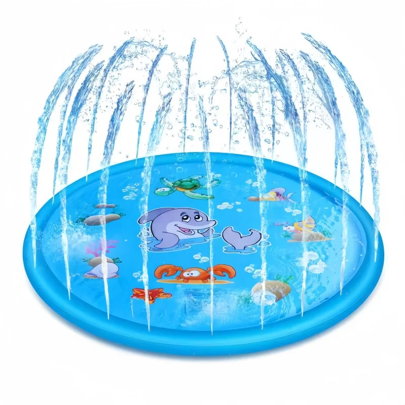 100cm Kid Play Water Spray Splash Mat Inflatable Sprinkler Cushion Pads Outdoor Garden Fountain Toy Tub Swiming Pool for Kid Dog 1