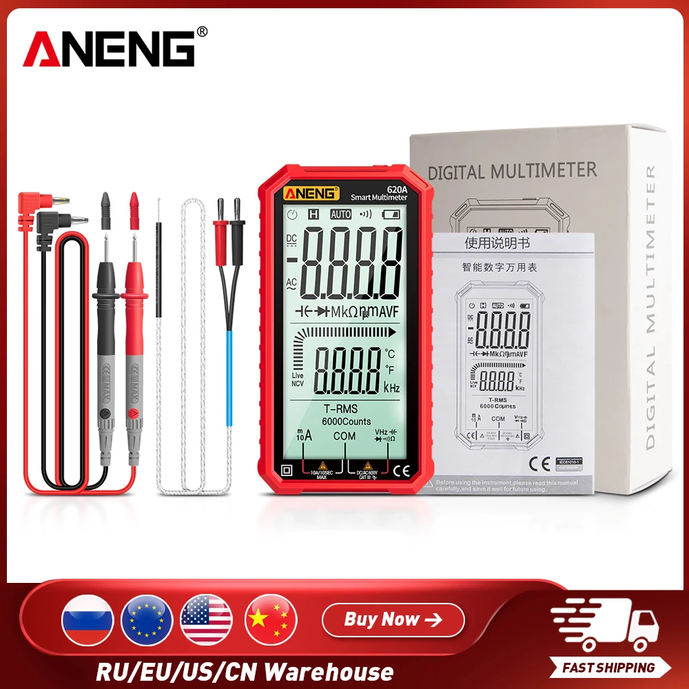 Digital Multimeter 4.7-Inch LCD Display AC/DC Ultraportable True-RMS Multimeter Auto-Ranging Multi Tester with Amp Voltage