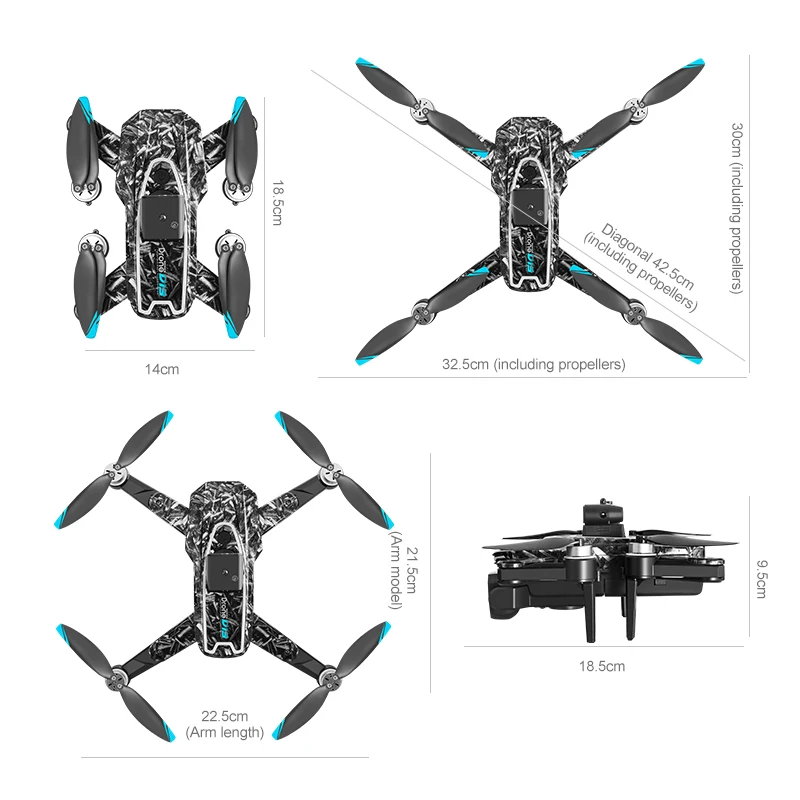 Drone D13 360° avec écran 4.5" et évitement d'obstacles - 5G