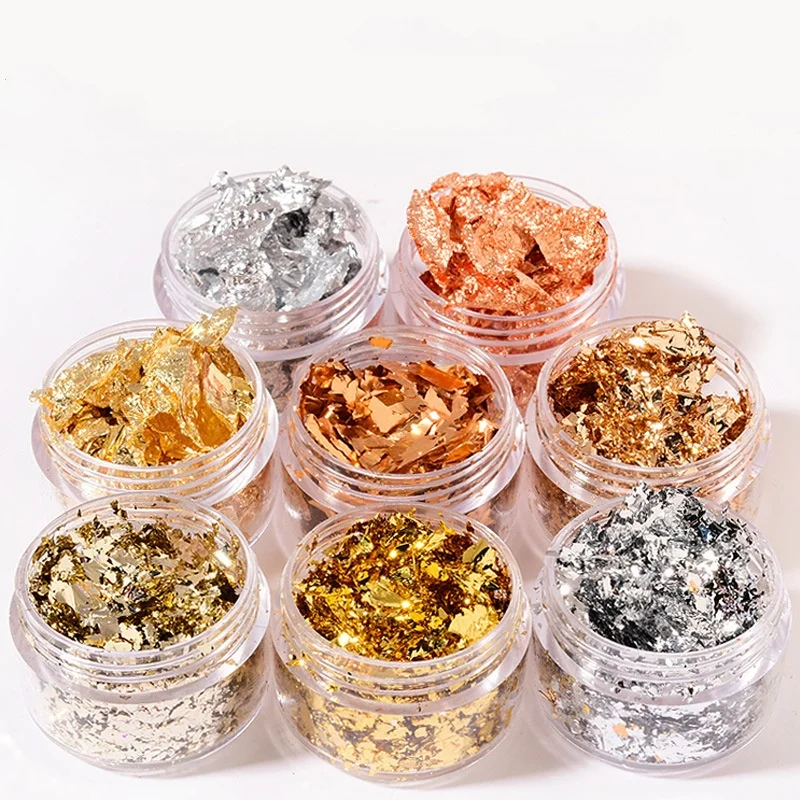 30 couleurs brillant feuille d'or flocons paillettes paillettes pour peinture Arts Nail Art feuille papier décoratif résine moule remplissage 1