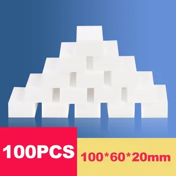 100개/Lot 매직 스폰지 지우개 화이트 멜라민 스폰지 식기 세척 주방 욕실 사무실 클리너 청소 도구 100*60 * 20mm