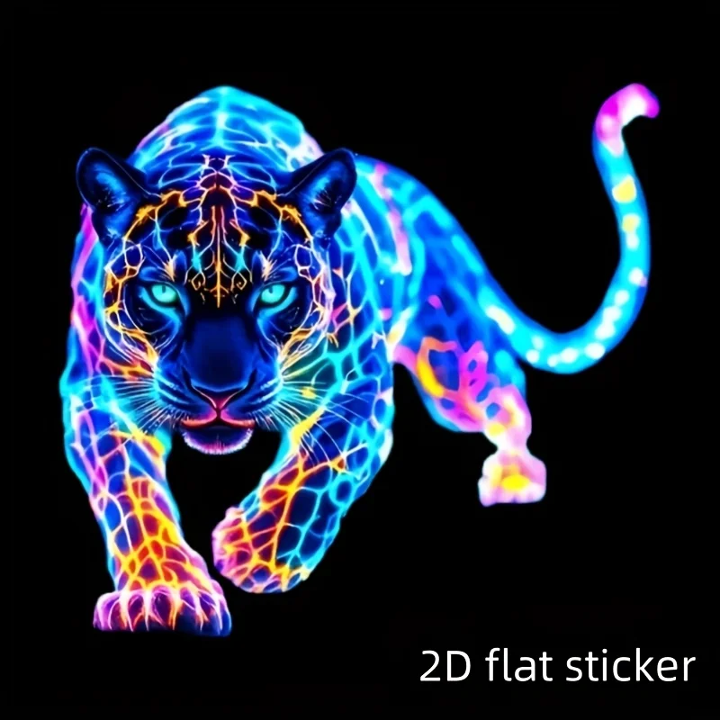 Vibrant Neon Leopard Motorcycle Stickers Waterproof for Scooter Fuel Tank Front Fairing Vinyl Decals Car Window Decoration 1PC