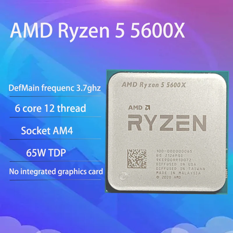  Used  AMD Ryzen 5 5600X R5 5600X 3.7 GHz 6-core 12-thread CPU processor 7nm 65L3 = 32M100-00000065 slot AM4 r5 5600x cpu 