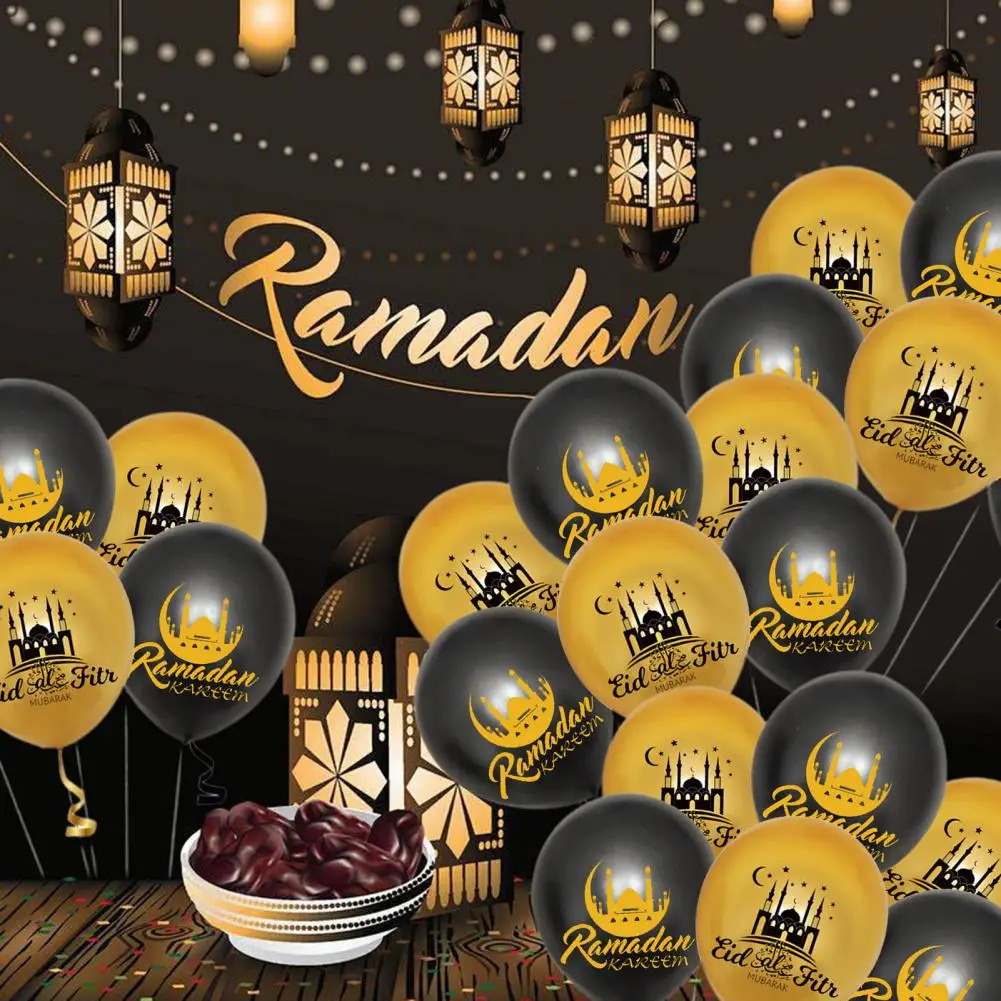 

Eid Festival Balloons Eid Al-adha Celebration Supplies 10pcs Castle Moon Pattern Latex Balloons for Ramadan Mubarak Decor High