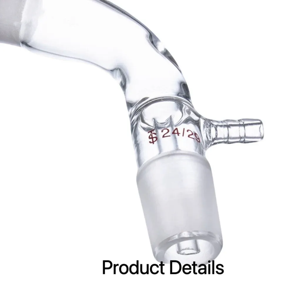 Laboratory Glass 24/29 Joint 105 Deg Bend Vacuum Receiver Take Off Adapter Distillation head Adapter lab glass adapter lab glass supplies