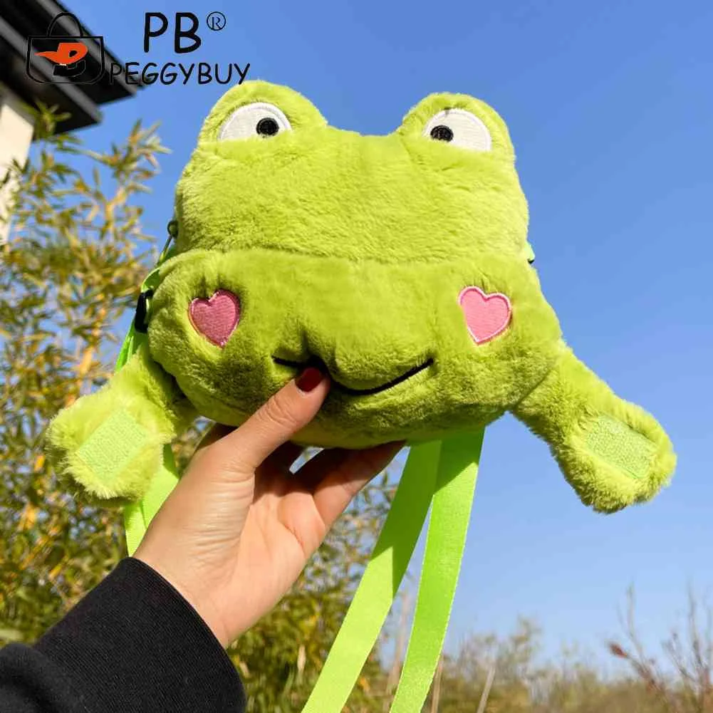 Kawaii Crossbody Bags Cute Frog Women Messenger Sling Bag Plush Soft