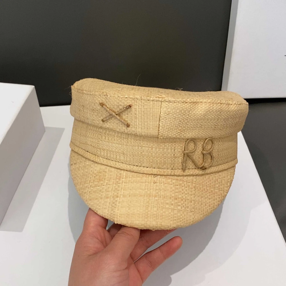 Spring and Summer Women Raffia Straw Flat Top Newsboy Caps