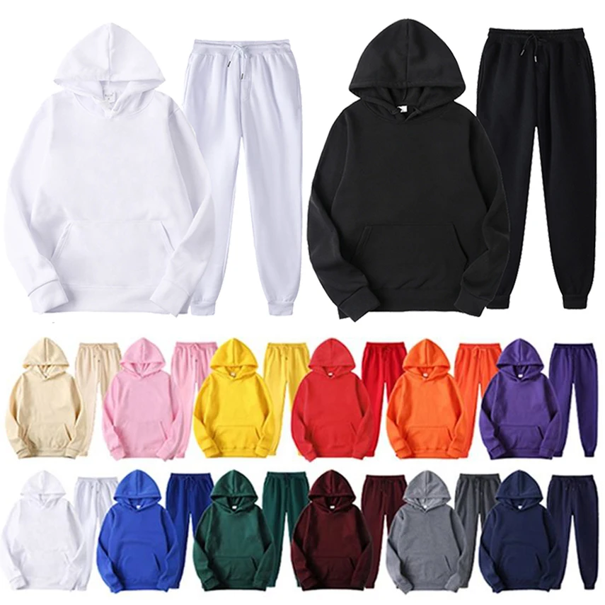 

Plain Fleece Hoodie And Jogger Set Men Jogging Suits Tracksuit Set Unisex Sweatsuit Track Suits For Men Chandal Hombre