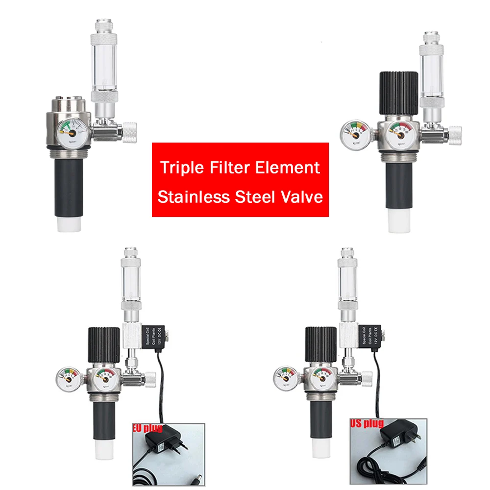 

Double Gauge Pressure Regulating Stainless Steel Valve with Triple Filter Element and Bubble Counter DIY Aquarium Supplies