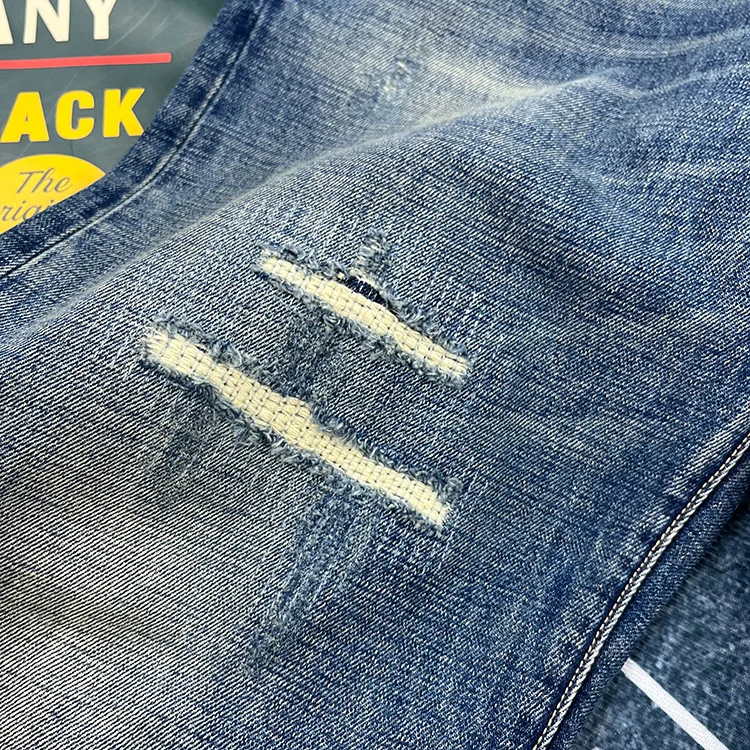 100% Cotton High Quality Patch Washed Denim Jeans for Men Heavyweight Y2K Autumn Winter Dense Tough Loose Tapered Straight Pants 5