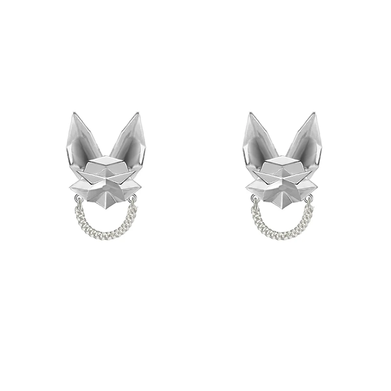 MASW Original Design Cool Trend High Quality Brass Thick Silver Plated Fox Stud Earrings For Women Jewelry Party Gift 2023 New
