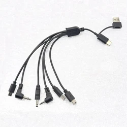Universal 6 - in - 1 Multi Charging Cable with Various USB Connectors - 20cm (USB A - C to 6 in 1)
