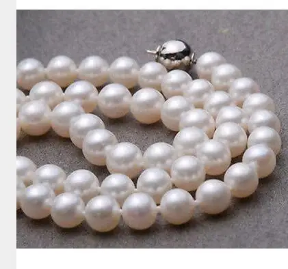 

women gift word Jewelry 17INCH AAAA 10.5-11MM natural AAA+ White Seawater Cultured Round Pearl Necklac large Silver