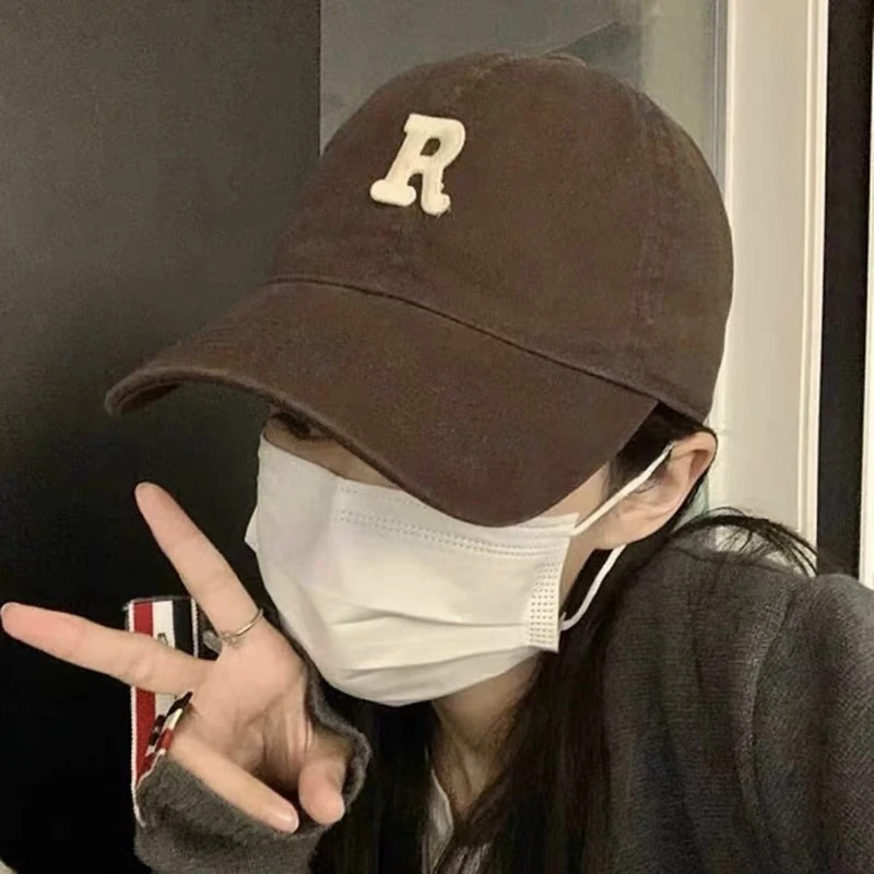 Fashion Letter Embroidery R Baseball Cap Men Women Solid Color Sport Hat Outdoor Sun Gorras Hat