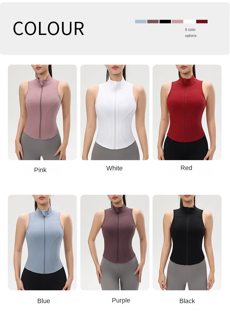 Reißverschluss, stoßfest, Yoga-Top, Damen, Sport, ärmellos, Tank-Top, enge Yoga-Kleidung, schnell trocknend, atmungsaktiv – Detail 8