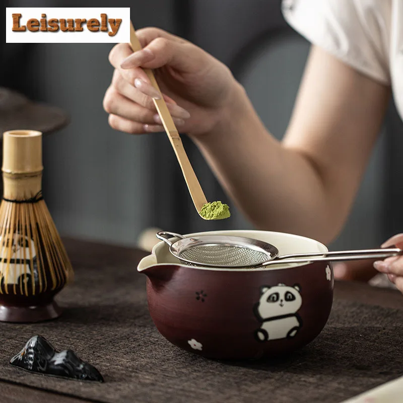 Hawthorn Red Hand-painted Panda Tea Set Complete Set Ancient Matcha Whip Japanese Matcha Set Kit Green Tea Powder Tea Ceremony