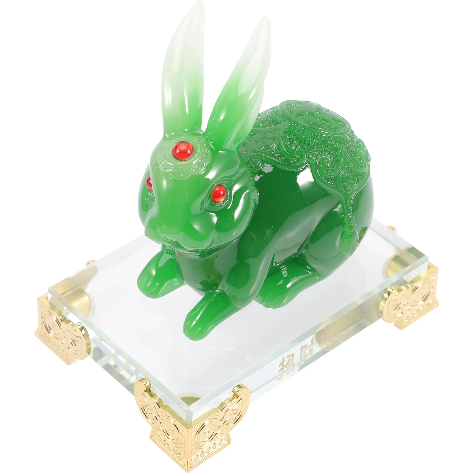 

European Style Jade Rabbit Ornament Green Toys Zodiac Animal Figurines Resin Bunny