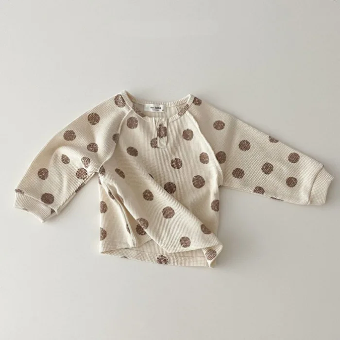 Autumn Cotton Baby Long Sleeve T Shirts Kids Waffle Tees Dot Boys Bottoming Toddler Girl Tops Child Clothes 0-5 Years baby t shirts,kids t shirts