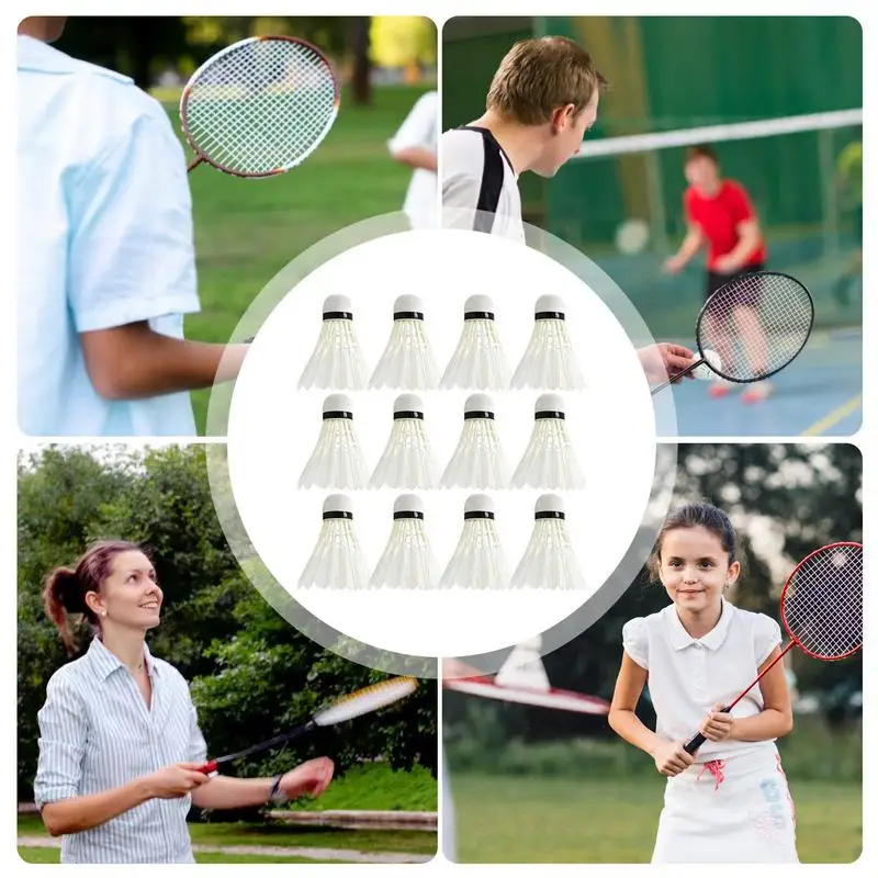 12PCS Badminton Shuttlecock Badminton Ball Badminton Trainer Feather Shuttlecock Badminton Trainer Ball Speed Training Hitting Practice For Youth Players Beach Racket Games
