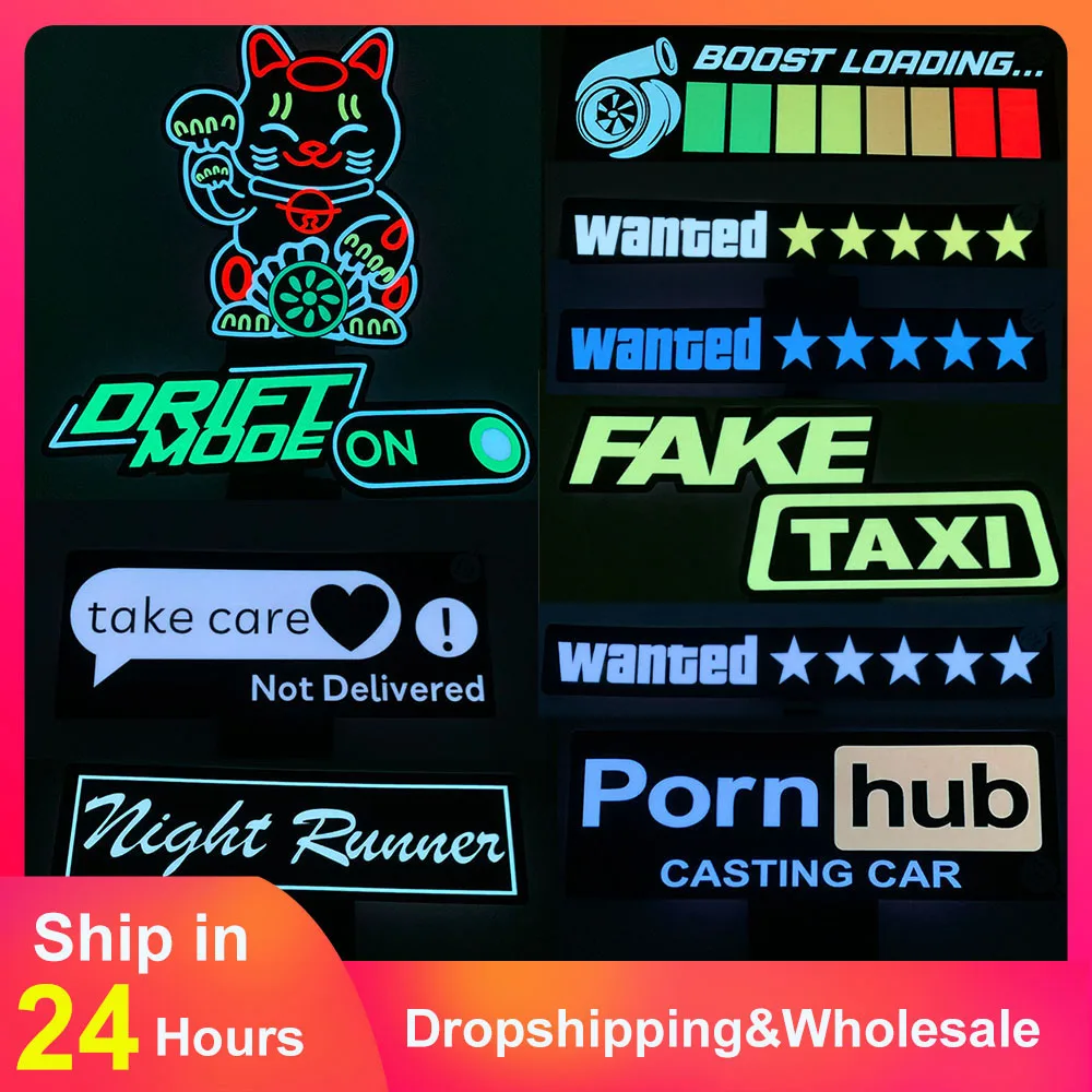 Fashion JDM Car LED Decoration Light Sticker Flashing Lights Windshield