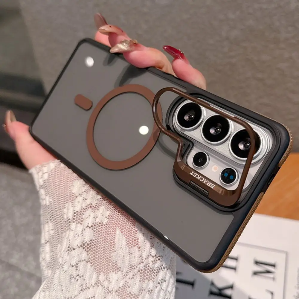 Enhanced Magnetic Protective Metal Lens Stand Case with Acrylic Bumper Cover