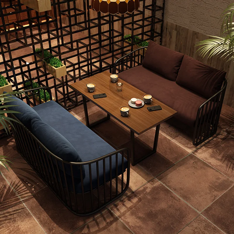 

Cs1 American Retro Cafe Card Seat Sofa Bar Barbecue Shop Sofa Chair Milk Tea Shop Western Restaurant Dining and Chair Combinat