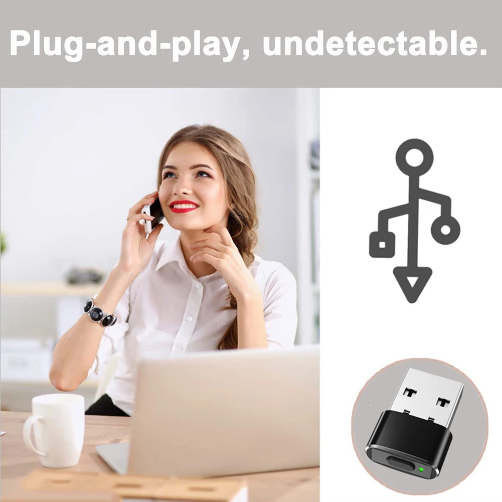 미니 마우스 지글러 ON/OFF 단추 USB 자동 마우스 지글러 무버, 탐지 불가 플러그 앤 플레이, 노트북 데스크탑용 깨우기 유지