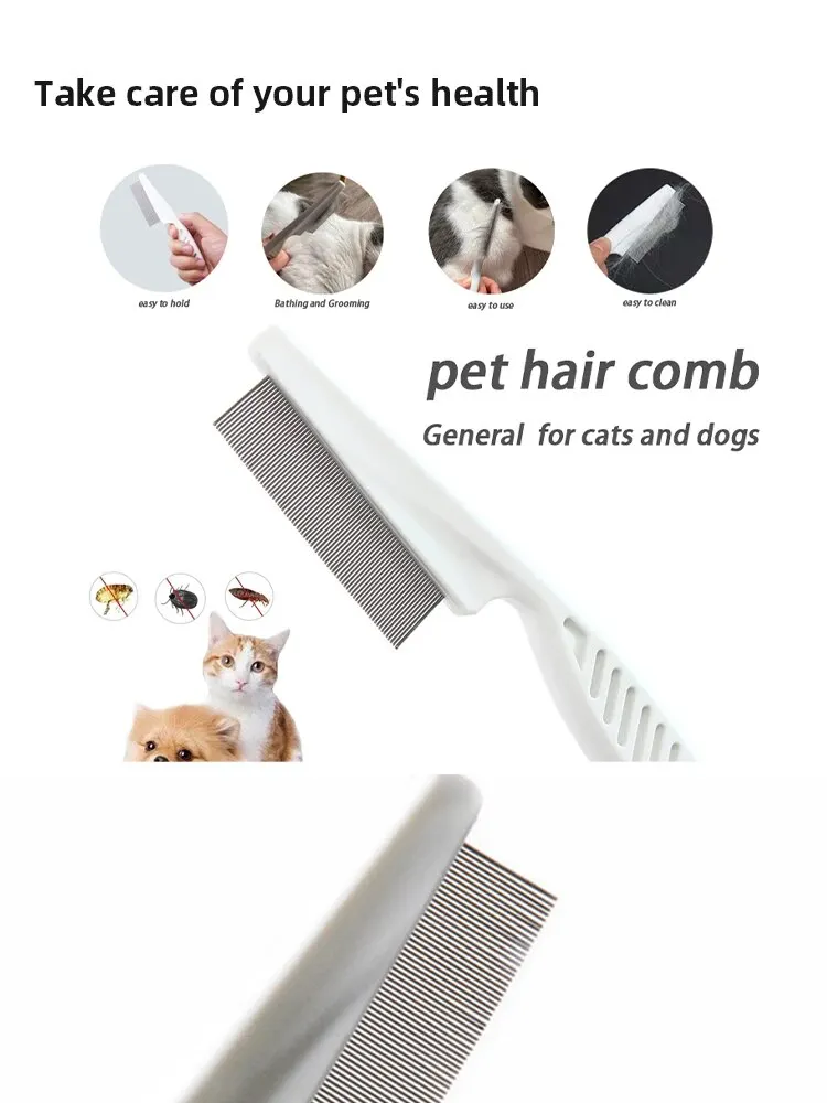 Flohkamm Hund Katze Haaren tfernungs bürste Edelstahl dichte Zähne Inline Kamm tragbare Haustier Universal pflege Reinigungs mittel