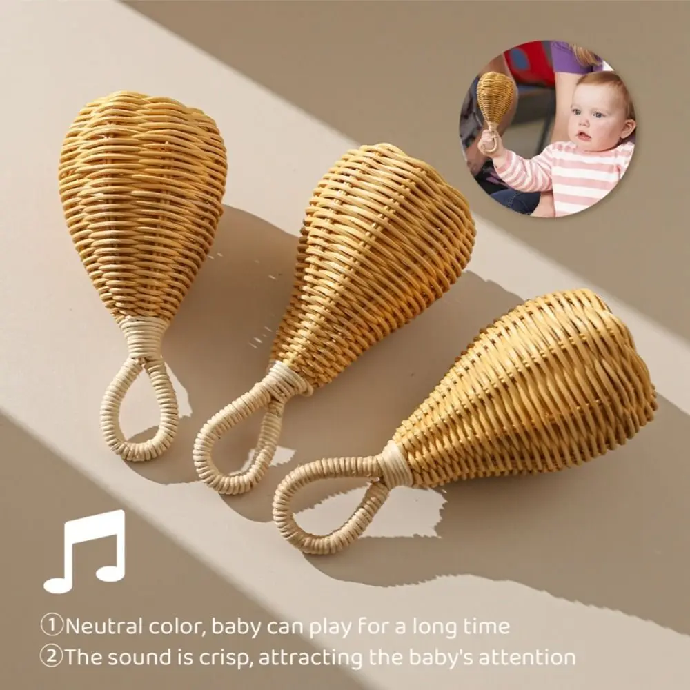 

Rattan Musical Rattan Rattles Creative Yellow Safe Weep Tear Rattles Sensory Toy Handmade Crib Mobile Hand Bell for Kids