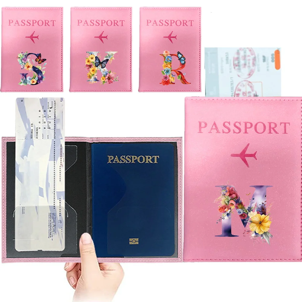 

Men Passport Cover Pu Leather Travel ID Credit Card Passport Holder Packet Wallet UV Printing Butterfly Letter Series Purse