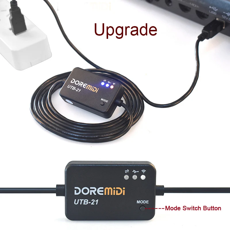 DOREMiDi USB MIDI To Wireless Bluetooth MIDI Adapter Wireless MIDI USB Cable With indicator For MIDI Device