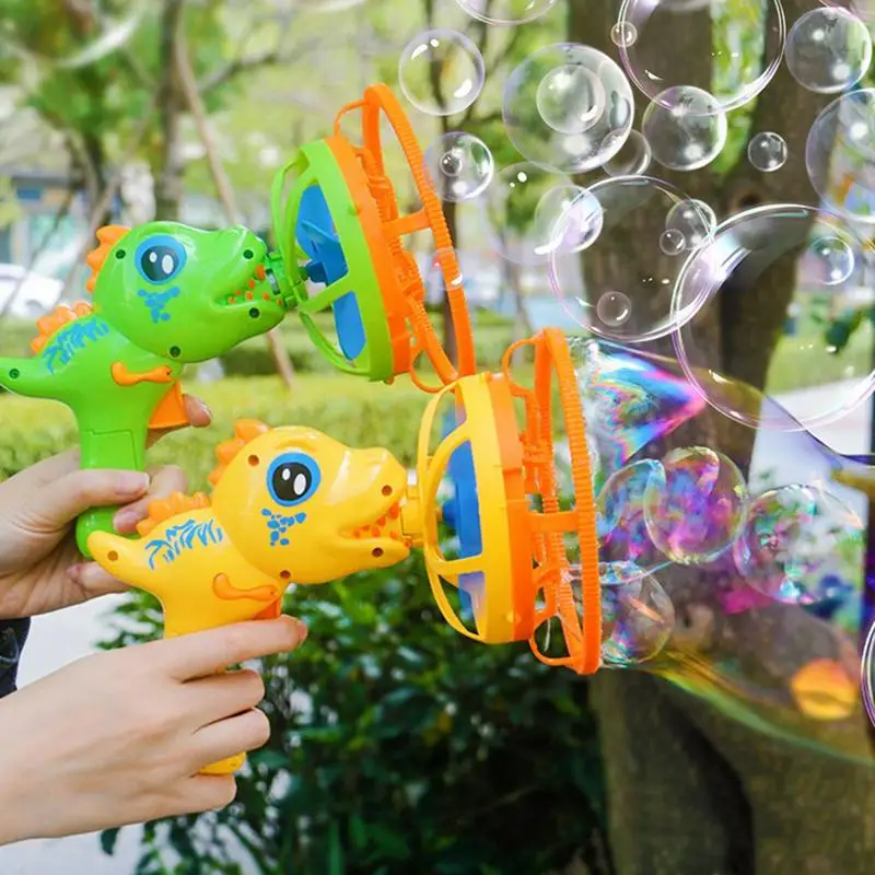 

Bubble Gunn Cartoon Dinosaur Bubbles Machine Quiet Bubble Maker Handheld Bubble Blower Toy Outdoor Summer Toy For Kids Gift
