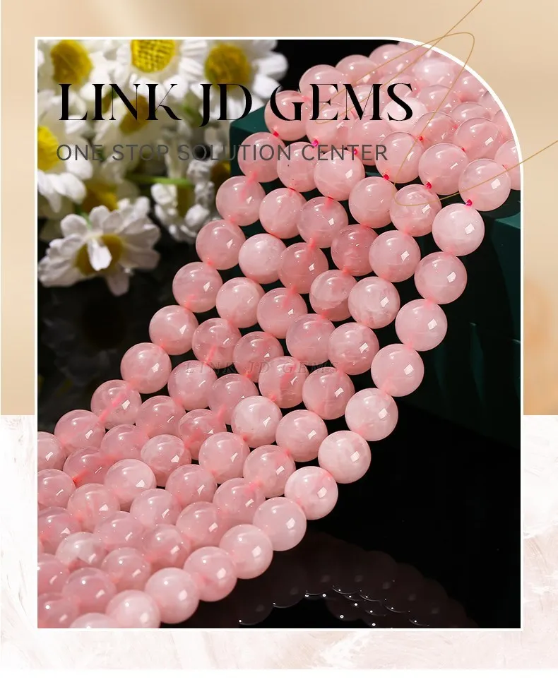 Natürliche Madagaskar rosa Quarz Kristall perlen hochwertige runde lose Abstand halter für Schmuck machen DIY Armband Halskette Zubehör – Detail 2