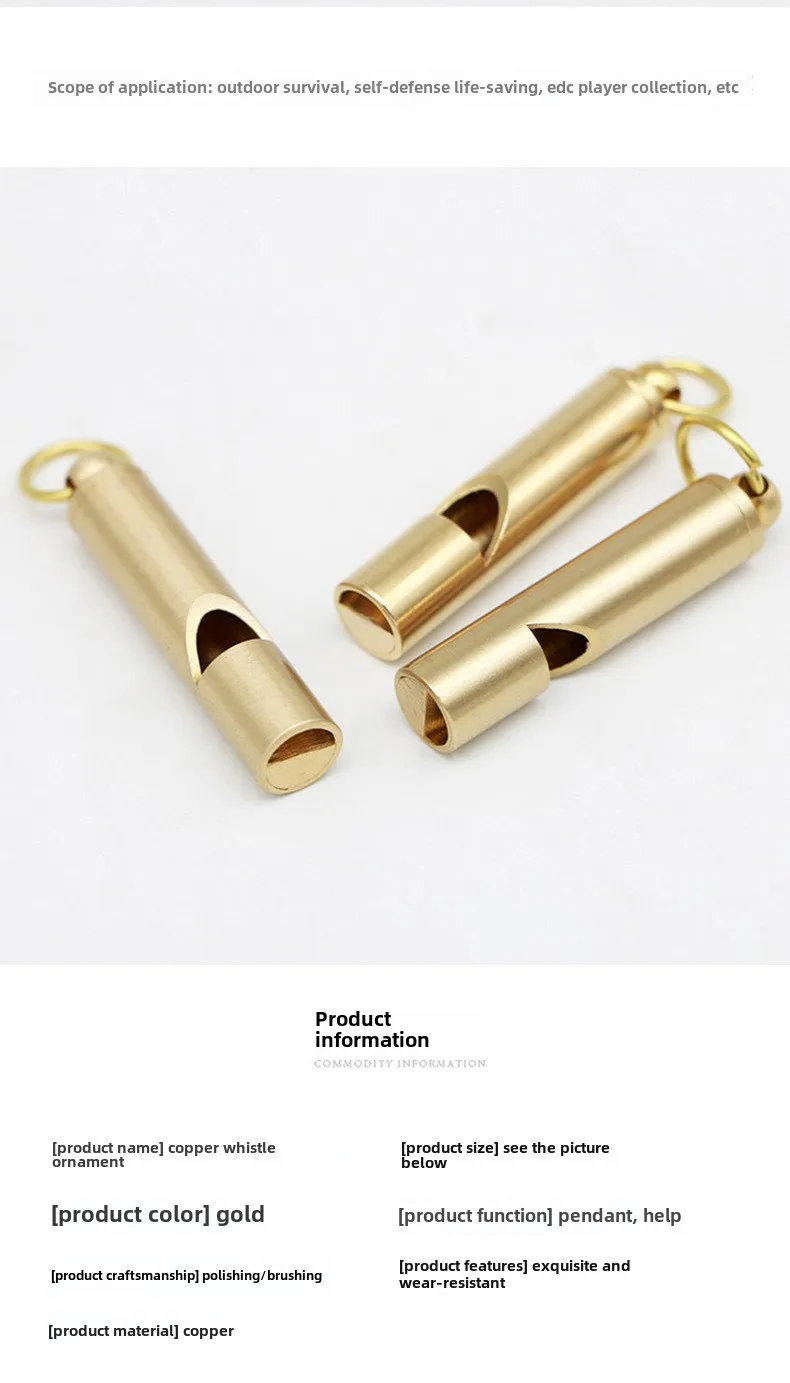 Description Picture 3 of item1Pc Brass Outdoor Sports SOS Whistle Cheerleading Whistles Survival Equipment Hiking Key Chain Retro Referee Whistle Souvenirs