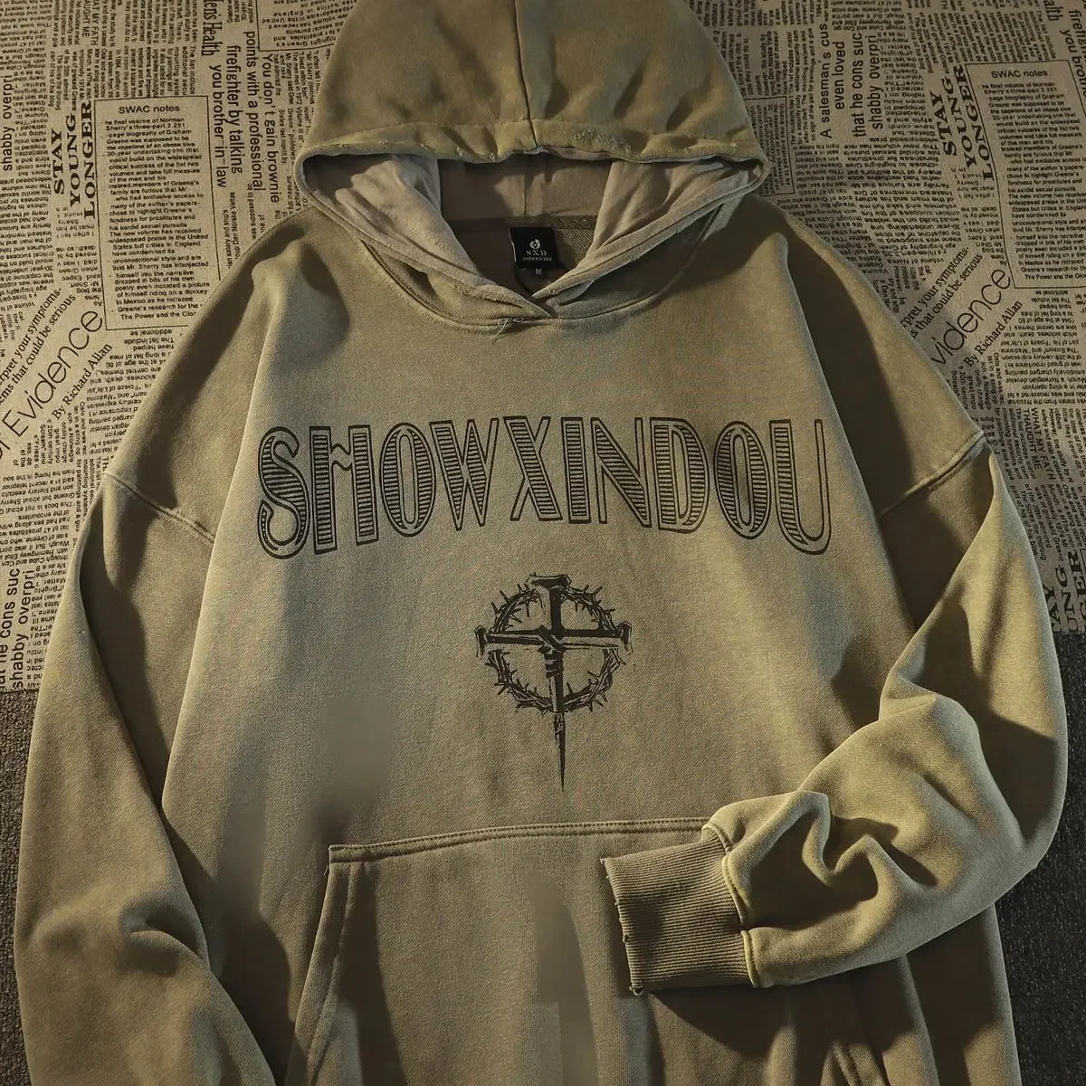 Cotton American Vintage Fashion Brand Thorn Cross Hiphop Hooded Sweater High Street Vibe Couple Dress Lazy Coat Top Clothes Y2k
