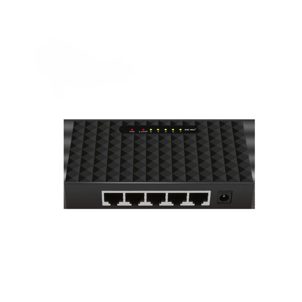 DIEWU 5 Port Gigabit Switch Fast Network Switch LAN Hub with Loop warning 10/100/1000Mpbs