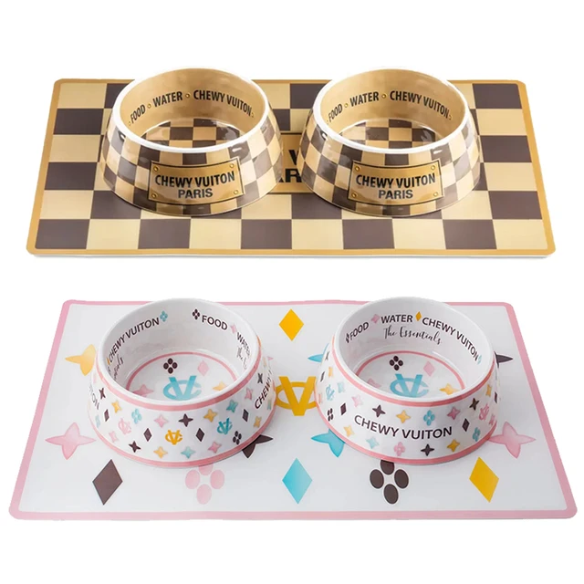 Luxury Brand Designer Dog Bowl Bowls With Placemat Puppy Cat