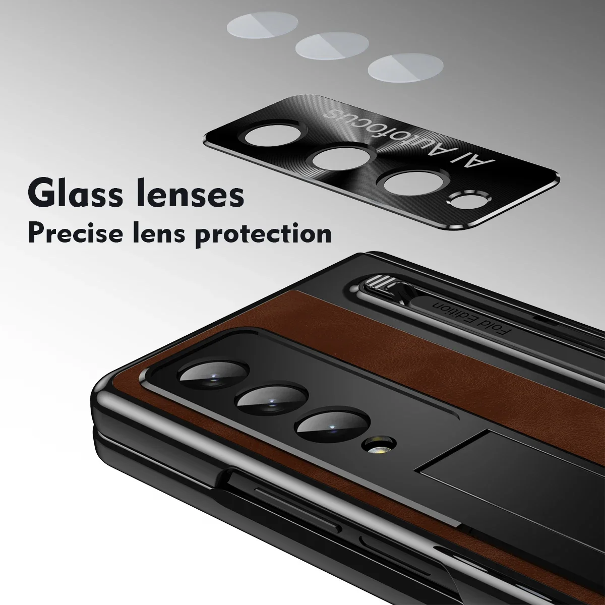 Retro Leather Folding Stand Phone Case For Samsung Galaxy Z Fold 4 Galaxy Z Fold 5 Matching pens Retro Support Fold Phone Covers