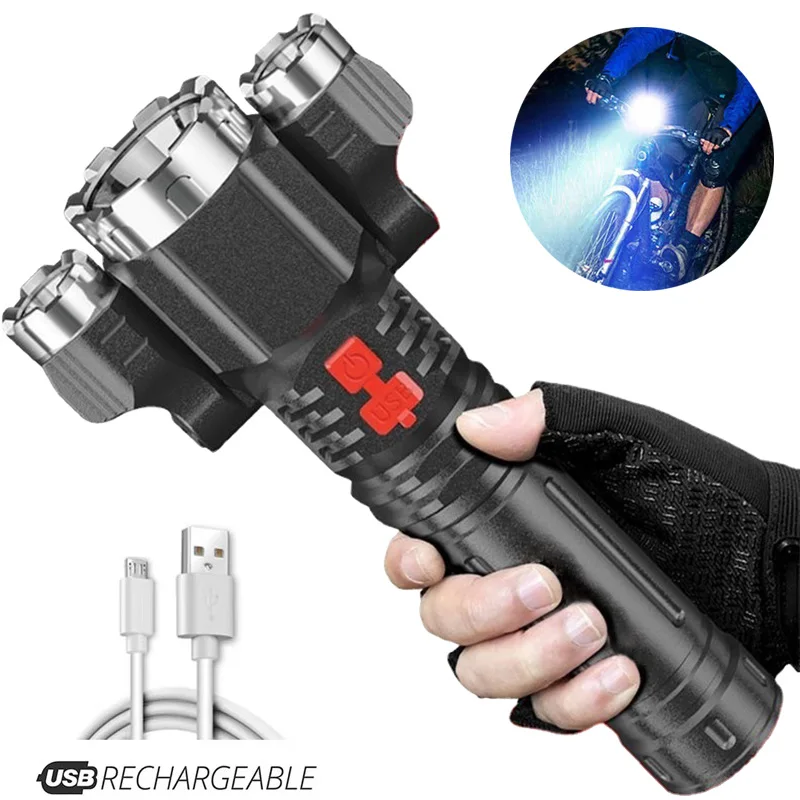 

Strong Light LED Flashlight Waterproof USB Charging Outdoor Cycling Flash Light Camping Emergency Brightest Tactical Flashlight