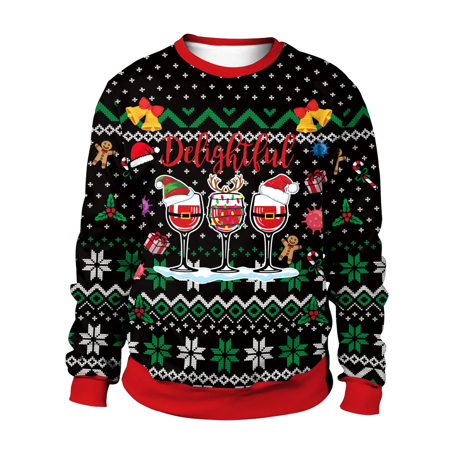 Women's clothing European and American autumn Christmas party sweater top cute couple casual large size Santa Claus snowflake
