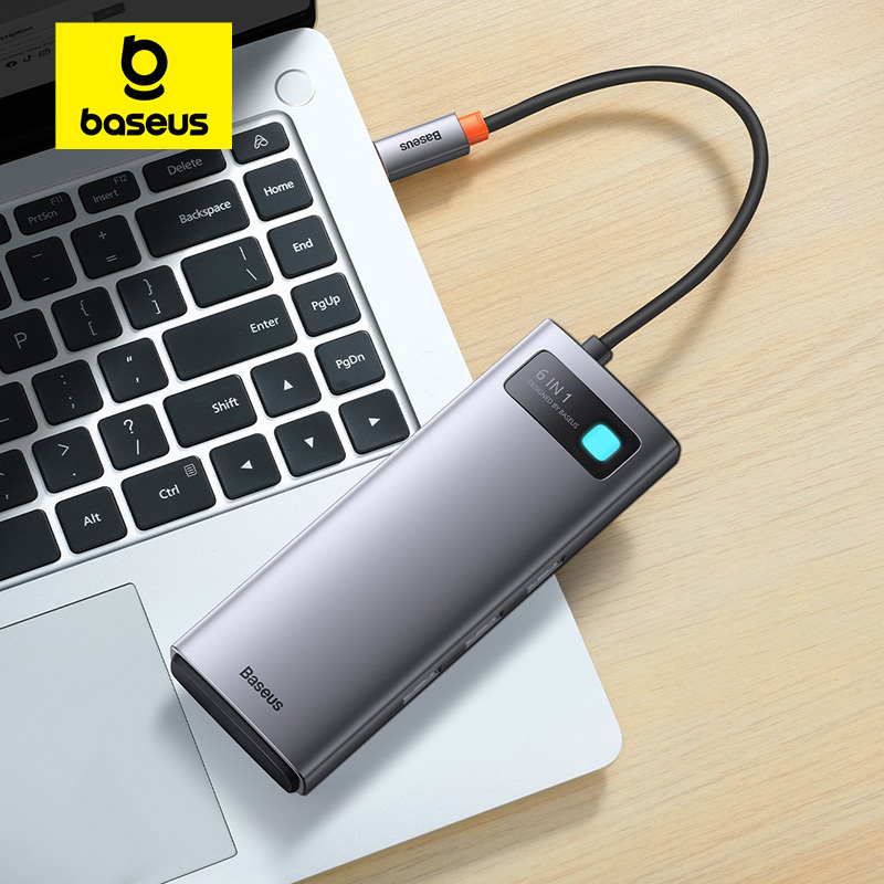 ãClearance PromotionãBaseus 6-in-1 USB C HUB to HDMI Type-C USB 3.0 PD 100W 6-Port Expansion Adapter Docking Station Type C HUB