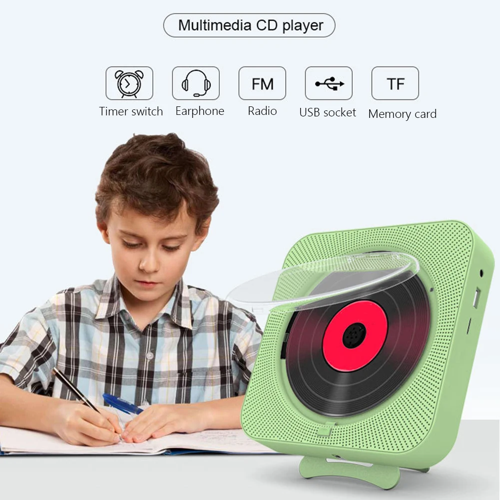 Portable CD Player Bluetooth Speaker LED Screen Wall Mounted Music Player FM Radio with Remote Control portable cd player,wall mounted cd player